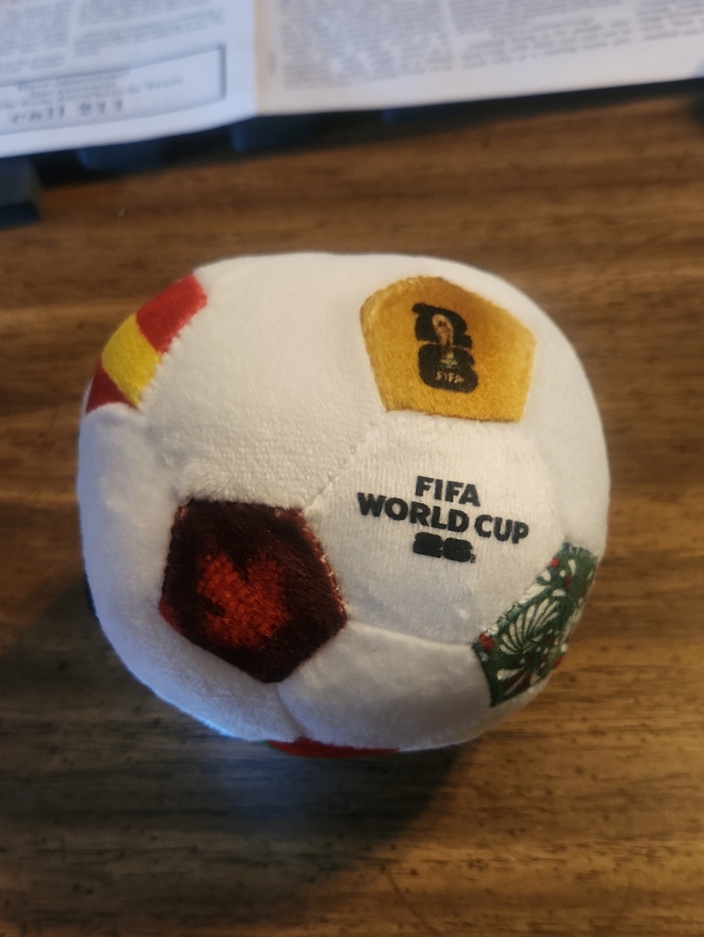 FIFA World Cup Plush Soccer Ball - White with Multicolor Panels